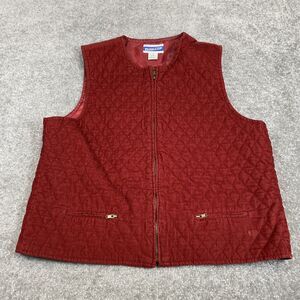Pendleton Vest Womens 10 Red Full Zip Pockets 100% Cotton Outdoor Quilted Lined